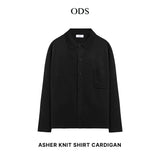 Asher Shirt Collar Knit Cardigan - Black