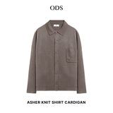 Asher Shirt Collar Knit Cardigan - Khaki
