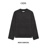 Boxy Crewneck Knit Sweater - Dark Grey
