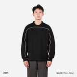 Heavyweight Boxy Piped Long Sleeve Polo - Black
