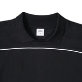 Heavyweight Boxy Piped Long Sleeve Polo - Black