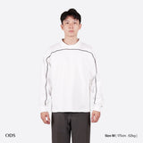 Heavyweight Boxy Piped Long Sleeve Polo - White