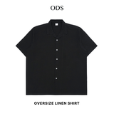 Bowling Oversized Linen Shirt - Black