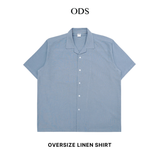Bowling Oversized Linen Shirt - Light Blue