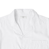 Open Collar Soft Touch Cotton Short Sleeve Shirt - White