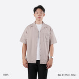 Open Collar Soft Touch Cotton Short Sleeve Shirt - Soft Sand
