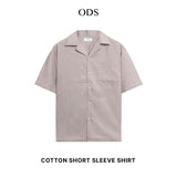 Open Collar Soft Touch Cotton Short Sleeve Shirt - Soft Sand