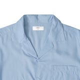 Open Collar Soft Touch Cotton Short Sleeve Shirt - Soft Blue