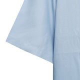 Open Collar Soft Touch Cotton Short Sleeve Shirt - Soft Blue