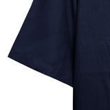 Open Collar Soft Touch Cotton Short Sleeve Shirt - Navy