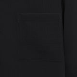 Open Collar Crinkle Short Sleeve Shirt - Black