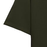 Open Collar Crinkle Short Sleeve Shirt - Olive Green