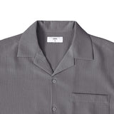 Open Collar Crinkle Short Sleeve Shirt - Charcoal