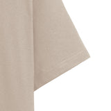 Oversized Heavyweight Cotton 16s T-shirt with Striped Collar - Beige