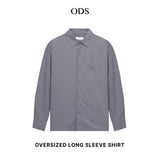 Oversized Long Sleeve Shirt Cotton Rayon - Dark Grey