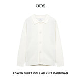 Rowen Shirt Collar Knit Cardigan - White