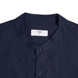 Sena Koko Short Sleeve Band Collar Shirt - Navy