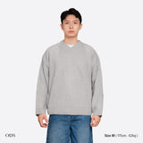 Relaxed V Neck Knit Sweater - Light Grey