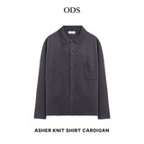 Asher Shirt Collar Knit Cardigan - Dark Grey