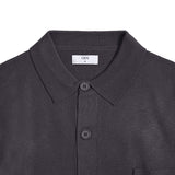 Asher Shirt Collar Knit Cardigan - Dark Grey