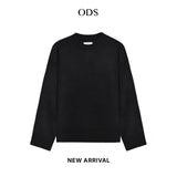 Boxy Crewneck Knit Sweater - Black