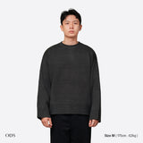 Boxy Crewneck Knit Sweater - Dark Grey