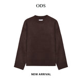 Boxy Crewneck Knit Sweater - Dark Brown
