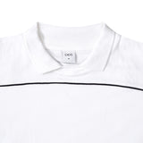 Heavyweight Boxy Piped Long Sleeve Polo - White