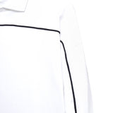Heavyweight Boxy Piped Long Sleeve Polo - White