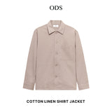Cotton Linen Shirt Jacket - Khaki
