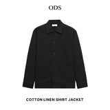 Cotton Linen Shirt Jacket - Black