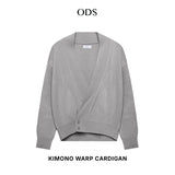Kimono Wrap Knit Cardigan - Light Grey