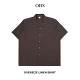 Bowling Oversized Linen Shirt - Espresso