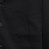 Open Collar Soft Touch Cotton Short Sleeve Shirt - Black