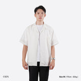Open Collar Soft Touch Cotton Short Sleeve Shirt - White