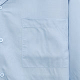 Open Collar Soft Touch Cotton Short Sleeve Shirt - Soft Blue