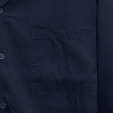 Open Collar Soft Touch Cotton Short Sleeve Shirt - Navy