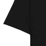 Open Collar Crinkle Short Sleeve Shirt - Black