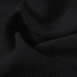 Open Collar Crinkle Short Sleeve Shirt - Black
