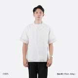 Open Collar Crinkle Short Sleeve Shirt - White