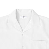 Open Collar Crinkle Short Sleeve Shirt - White