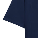 Open Collar Crinkle Short Sleeve Shirt - Navy
