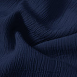 Open Collar Crinkle Short Sleeve Shirt - Navy