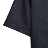Open Collar Denim Short Sleeve Shirt - Black