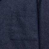 Open Collar Denim Short Sleeve Shirt - Navy