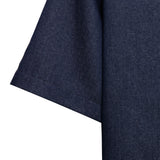 Open Collar Denim Short Sleeve Shirt - Navy