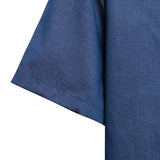 Open Collar Denim Short Sleeve Shirt - Pacific Blue