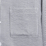 Open Collar Seersucker Stripe Short Sleeve Shirt - Black