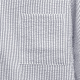 Open Collar Seersucker Stripe Short Sleeve Shirt - Grey