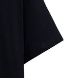Oversized Heavyweight Cotton 16s T-shirt with Striped Collar - Black